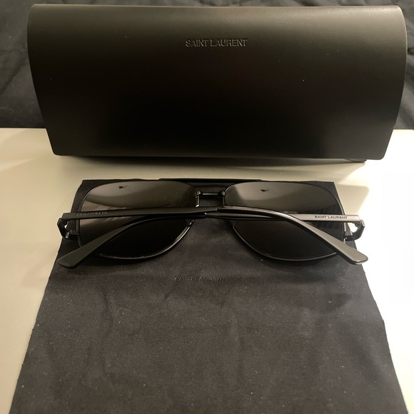 SAINT LAURENT YSL Aviator Sunglasses Matte Black Metal Frame - Picture 6 of 16